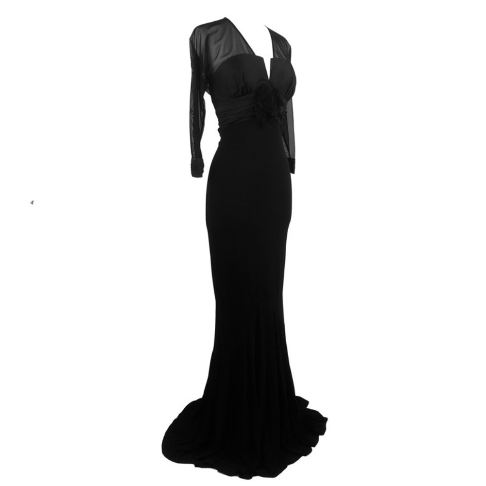 Nicole Bakti Black Maxi Dress Medium 3/4 Sleeves - Picture 4 of 8